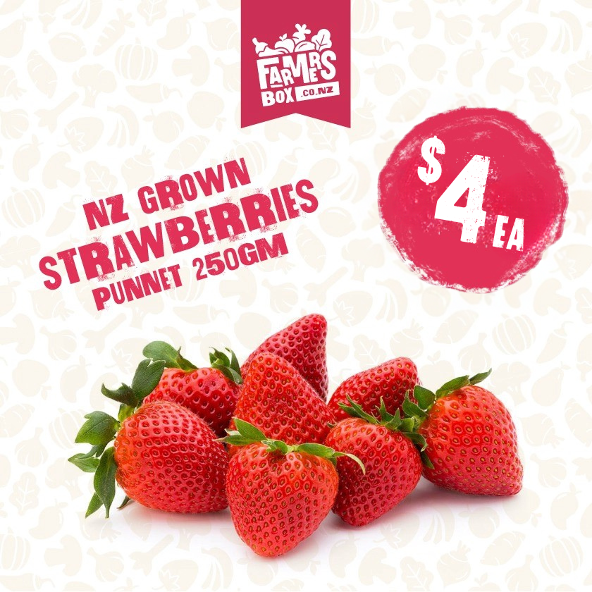 250GM BERRIES STRAWBERRIES PUNNET NZ GROWN (rōpere)