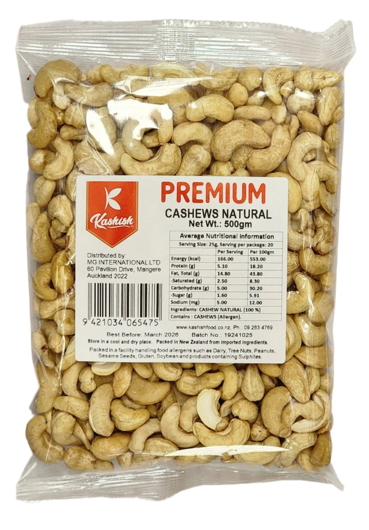 Cashew Natural 500g -Kashish