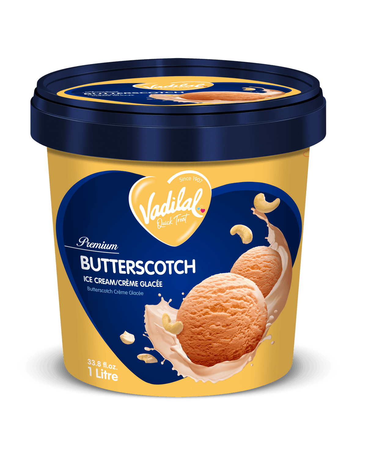 Vadilal Butterscotch Ice Cream 1L - Frozen Dessert - Farmers Box.