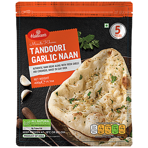 Frozen Tandoori Garlic Naan 400g (Haldiram)