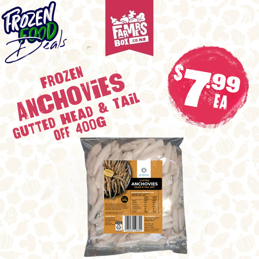 Frozen Anchovy Gutted Head & Tail Off 400gm