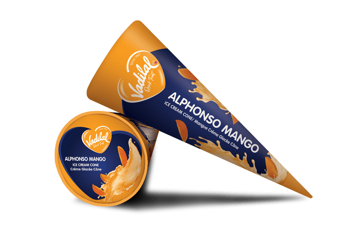 Vadilal Alphonso Mango Ice Cream Cone 110ml - Frozen Dessert - Farmers Box.