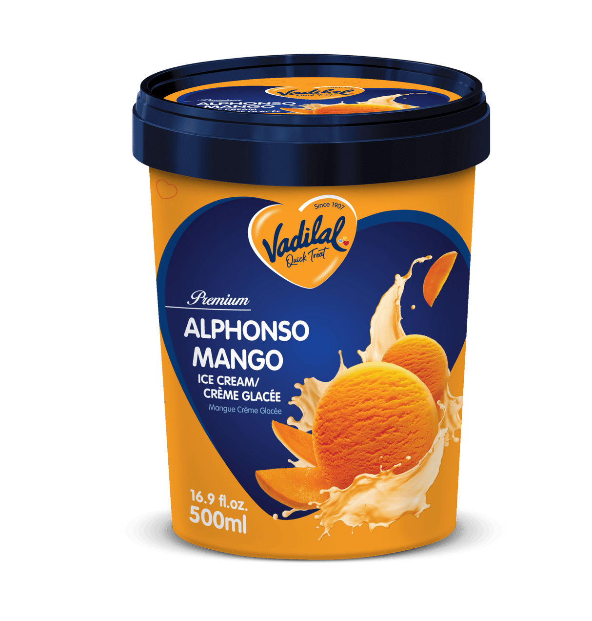 Vadilal Alphonso Mango Ice Cream 500ml - Frozen Dessert - Farmers Box.