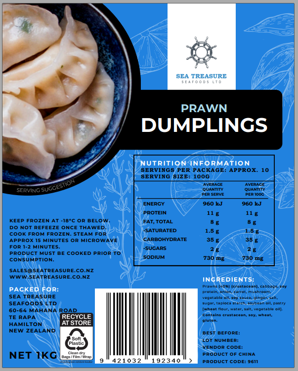 Frozen Prawn Dumplings 1 Kg
