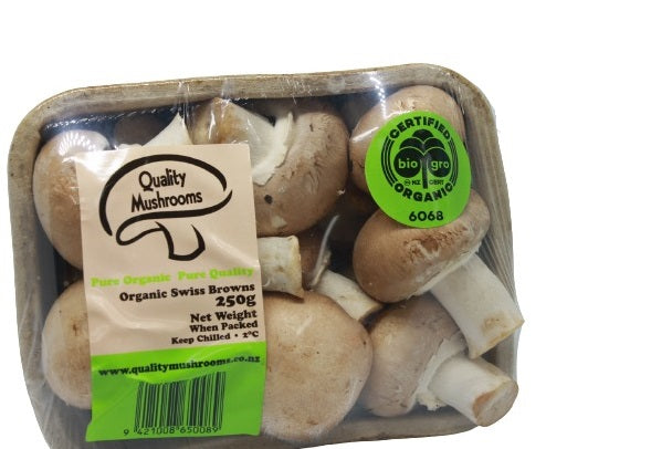 ORGANIC SWISS BROWN MUSHROOMS 250G