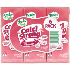 Meadow Fresh Calci Strong Strawberry Milk 250ml- 6Pack - Dairy & Eggs - Farmers Box.