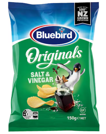 BLUEBIRD CHIPS ORIGINAL CUT SALT/VINEGAR 150G