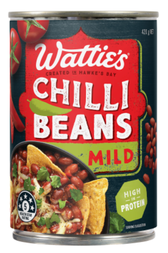 WATTIES BEANS IN MILD CHILLI SAUCE 420G
