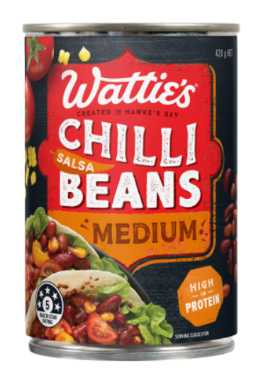 WATTIES CHILLI BEANS SALSA MEDIUM 420G