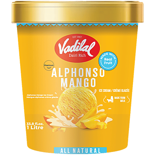 Vadilal Alphonso Mango Ice Cream 1L - Frozen Dessert - Farmers Box.