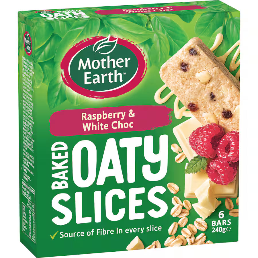 Mother Earth Raspberry & White Chocolate Baked Oaty Slices 240g