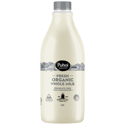 Puhoi Valley Organic Whole Non Homo Milk 1.5L - Dairy & Eggs - Farmers Box.