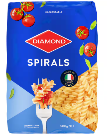 DIAMOND PASTA SPIRALS GOLDEN 500G
