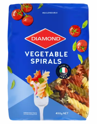 DIAMOND PASTA VEGETABLE SPIRALS 450G