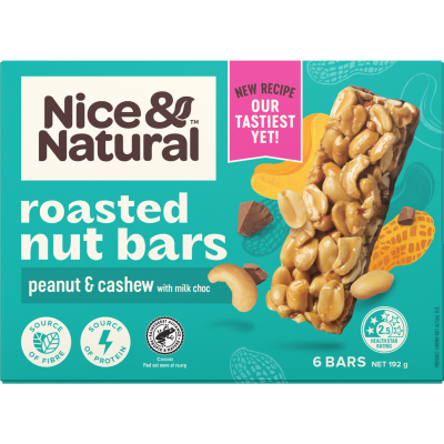 Nice & Natural Peanut & Cashew Roasted Nut Bars 5 x 30g