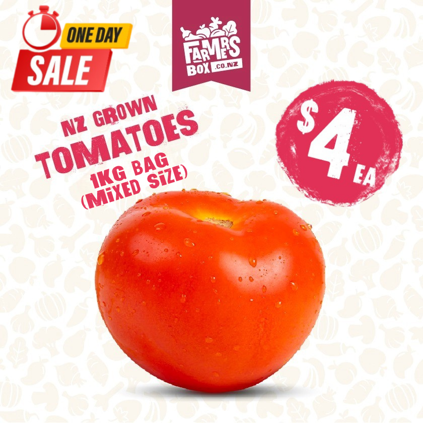 NZ GROWN TOMATOES 1KG BAG {MIXED SIZE}