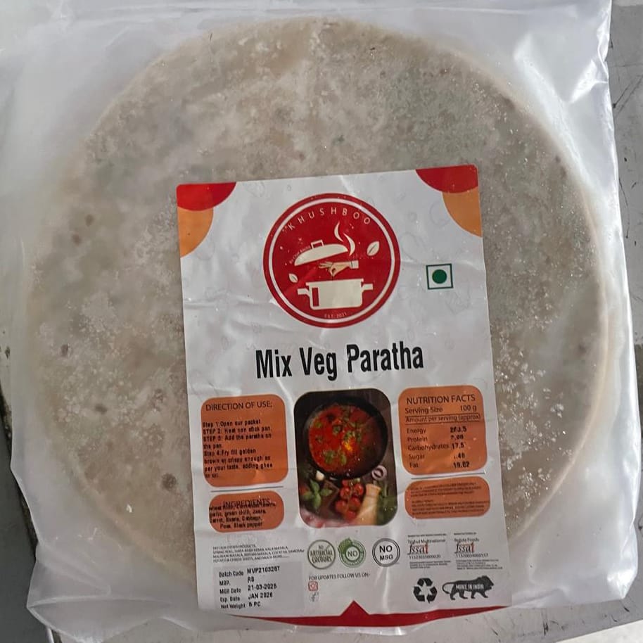 Frozen Mix Veg Paratha 100g - Frozen Breads -    Farmers Box.