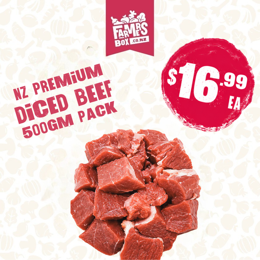 NZ PREMIUM DICED BEEF 500GM PACK (HALAL)