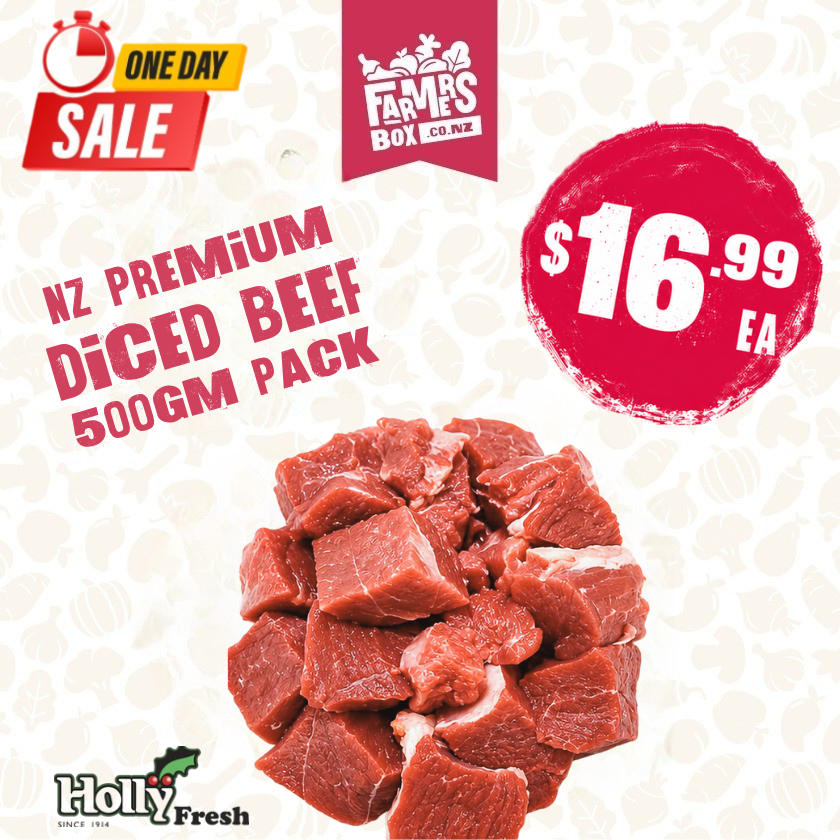 NZ PREMIUM DICED BEEF 500GM PACK