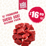 NZ PREMIUM DICED BEEF 500GM PACK (HALAL)