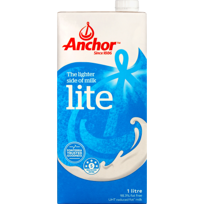 ANCHOR LITE UHT REDUCED FAT MILK 1L - Dairy & Eggs -    Farmers Box.
