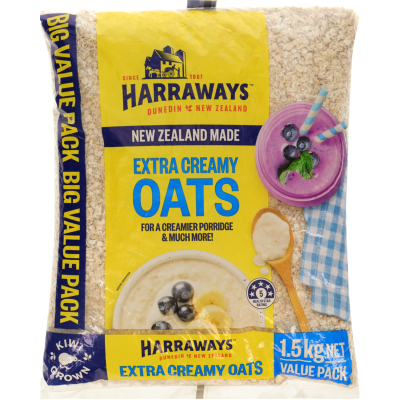 Harraways Extra Creamy Oats 1.5kg - Breakfast & Cereals -    Farmers Box.