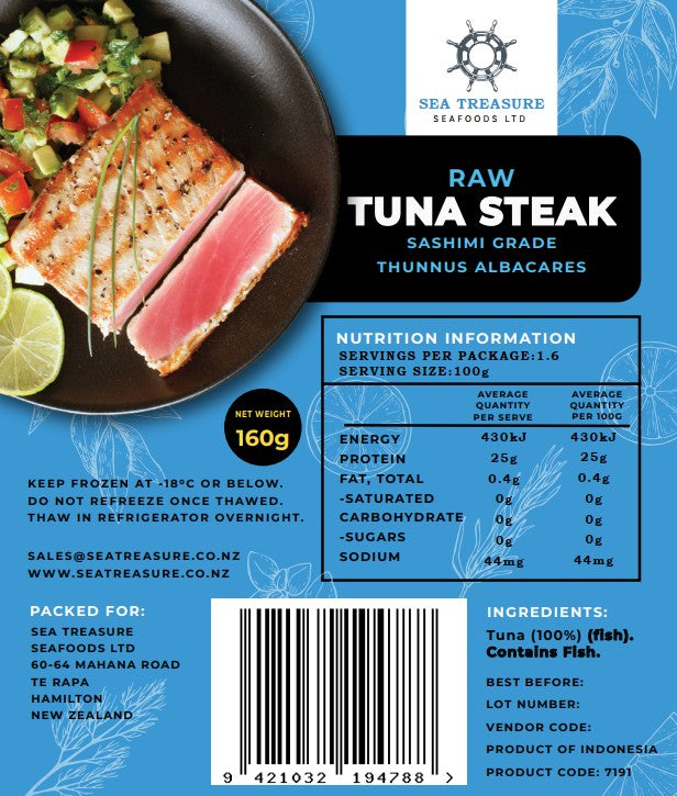 Frozen Raw Tuna Steak 160gm
