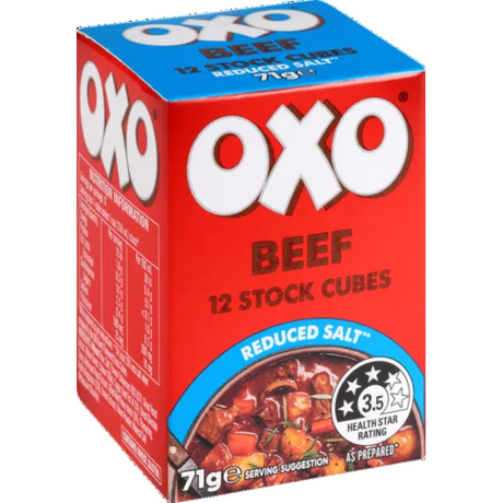 OXO BEEF STOCK CUBES REDUCED SALT 12PACK - Meat & Poultry -    Farmers Box.