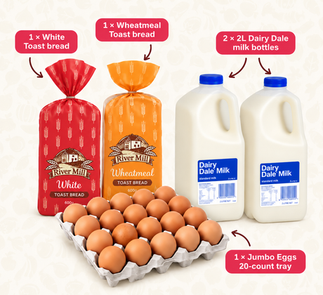 Breakfast Essentials Combo – Bread, Eggs & Milk - Dairy & Eggs -    Farmers Box.