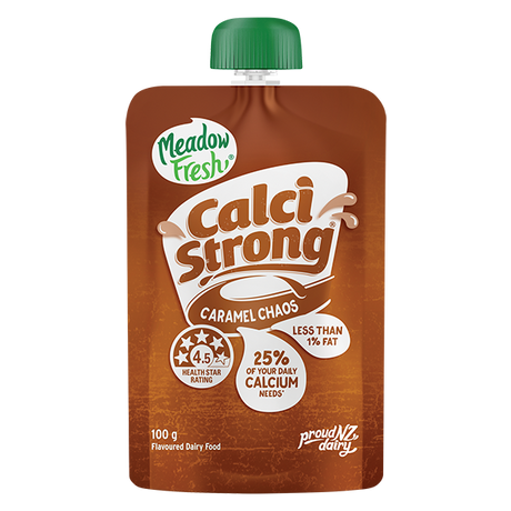 MEADOW FRESH CALCI STRONG CARAMEL CHAOS YOGURT POUCH 70G - Beverages & Juices -    Farmers Box.