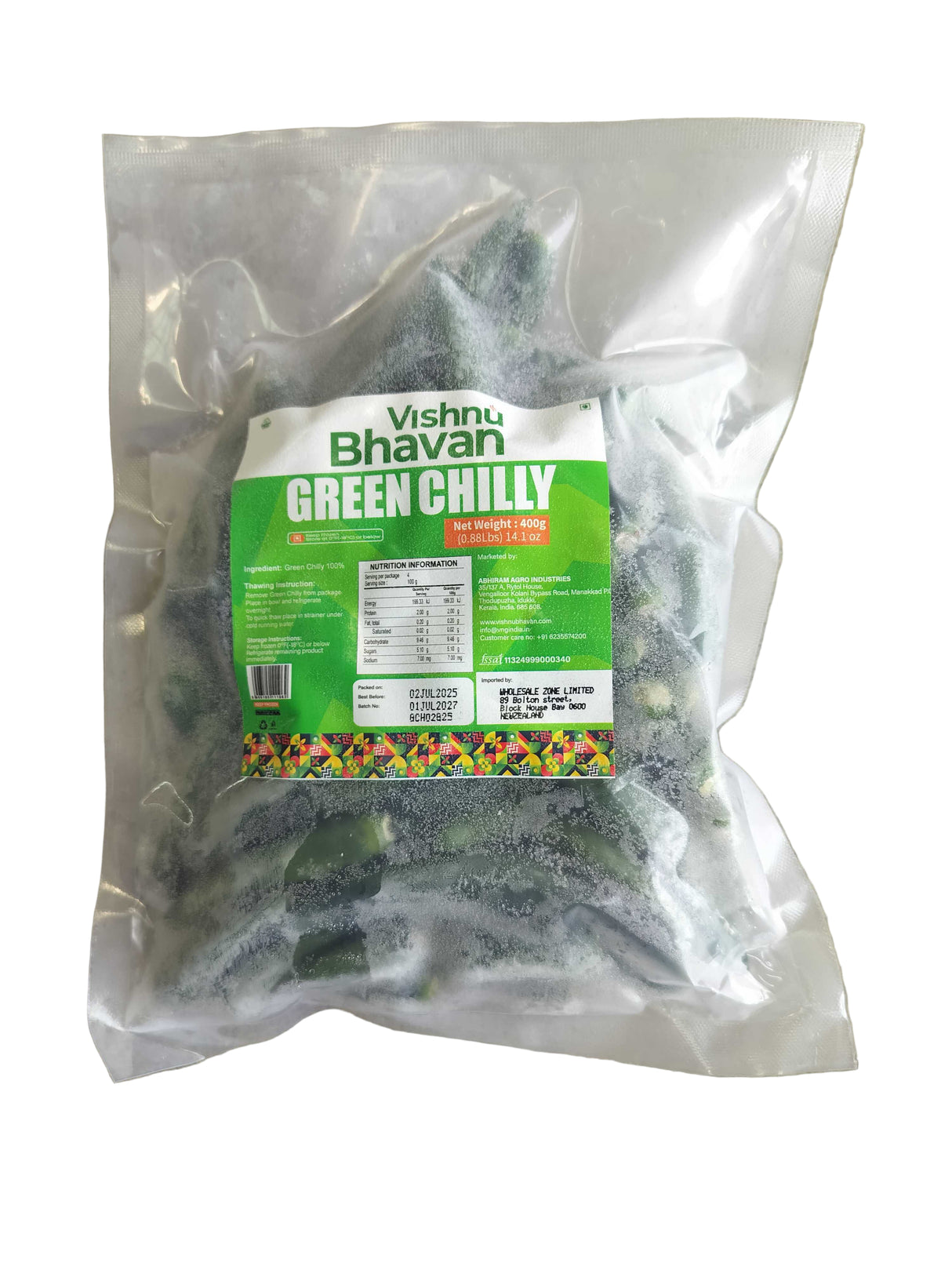 Frozen Green Chilli 400g (Vishnu Bhavan)