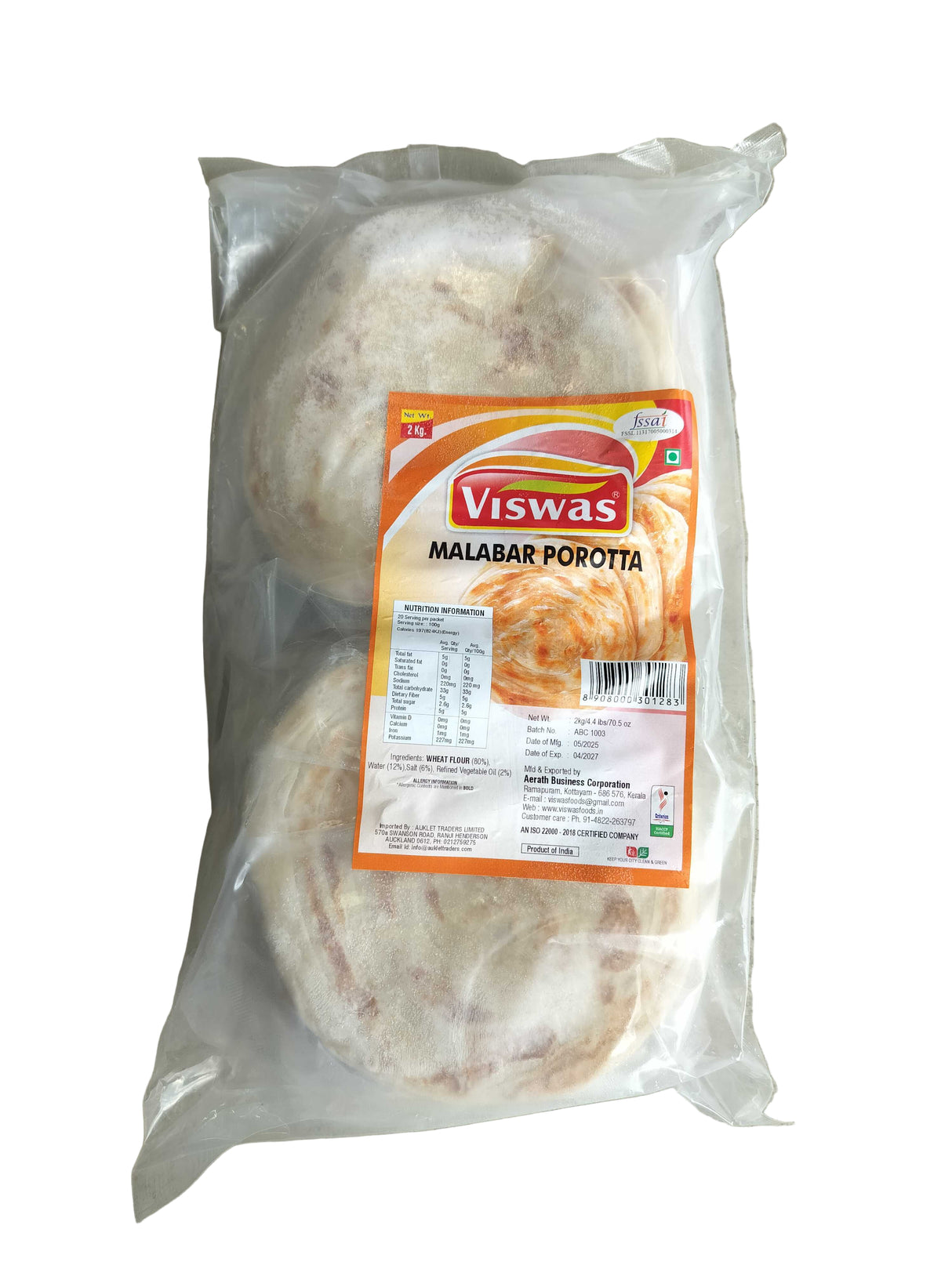 Frozen Malabar Parotta 2Kg (Viswas)