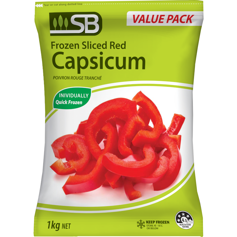 Capsicum Red Frozen 1kg Bag