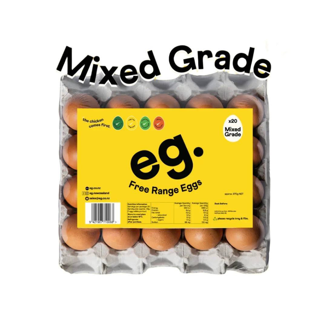 EGGS FREE RANGE 20 CT MIXED GRADE