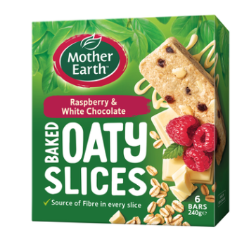 Mother Earth Raspberry & White Chocolate Baked Oaty Slices 240g