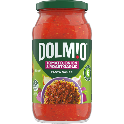DOLMIO PASTA TOMATO ONION/RST GARLIC SAUCE 500GM - Pasta, Sauces & Dips -    Farmers Box.