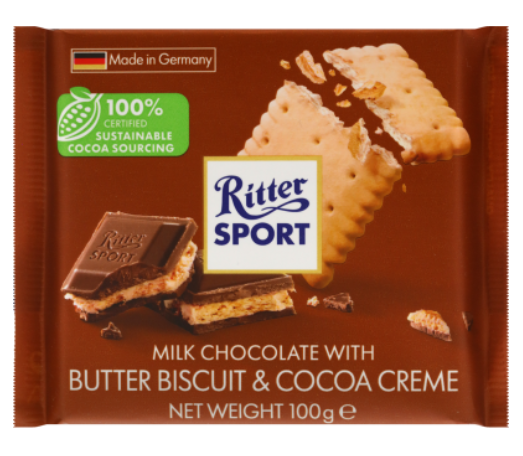 Ritter Sport Butter Biscuit Chocolate Bar 100g