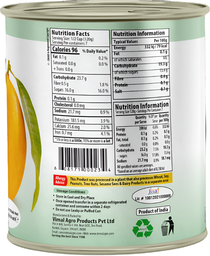 SWAD Mango Pulp Kesar No Added Sugar 850g