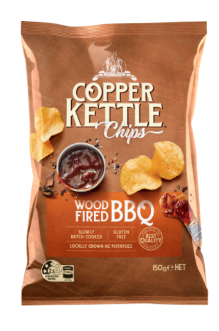 Copper Kettle Wood Fired BBQ Potato Chips 150g