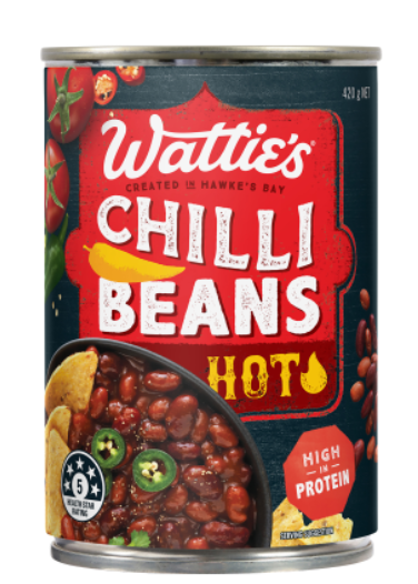 WATTIES CHILLI BEANS HOT 420G