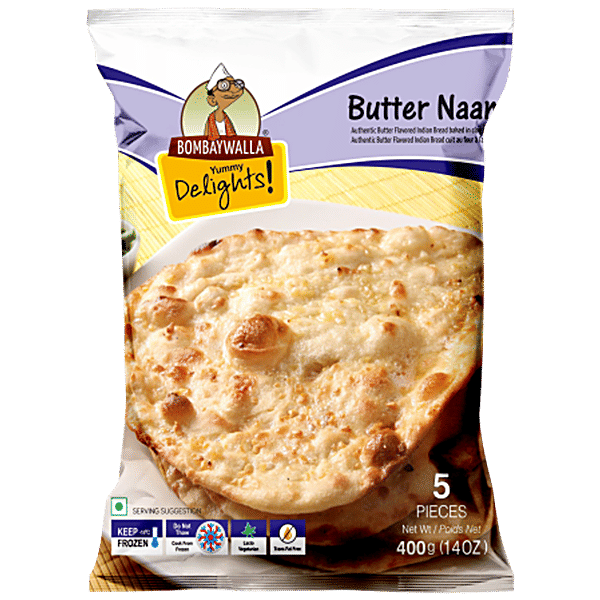 Bombaywalla Butter Naan 80g x 5pcs - Frozen Breads -    Farmers Box.