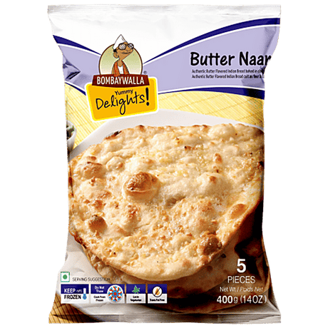 Bombaywalla Butter Naan 80g x 5pcs - Frozen Breads -    Farmers Box.