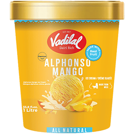 Vadilal Alphonso Mango Ice Cream 1L - Frozen Dessert -    Farmers Box.
