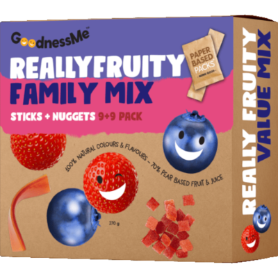 GoodnessMe Really Fruity Sticks Strawberry & Blueberry Family Mix 270g - Snacks -    Farmers Box.