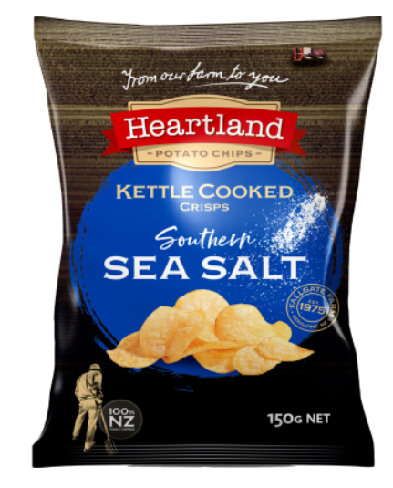 Heartland Kettle Cooked Southern Sea Salt Potato Chips 150g