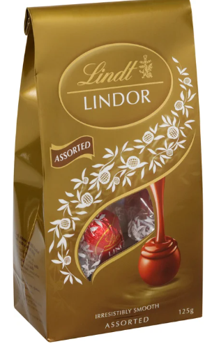 LINDT LINDOR ASSORTED POUCH BAG 125G