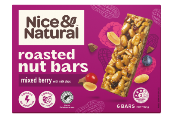 Nice & Natural Mixed Berry Roasted Nut Bars 6 x 32g