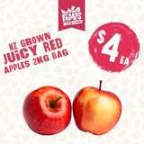 NZ GROWN RED JUICY APPLES 2KG BAG