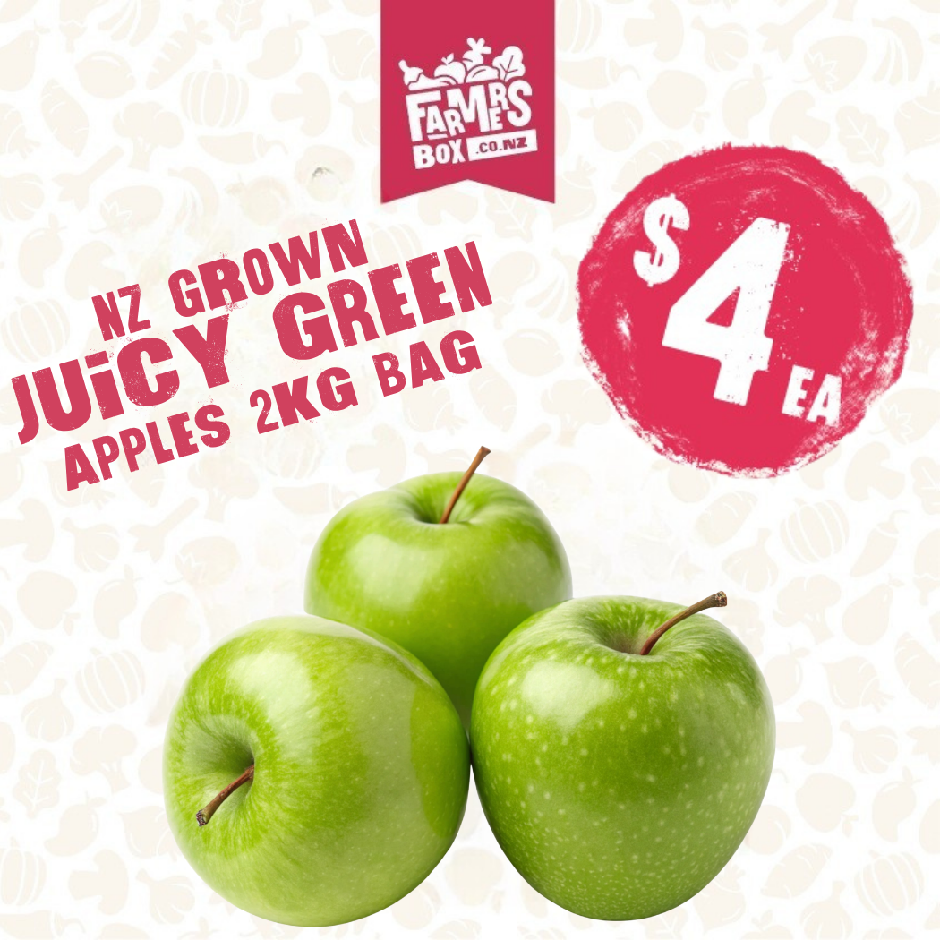 NZ GROWN GREEN JUICY APPLES 2KG BAG (Copy) - Fruits -    Farmers Box.